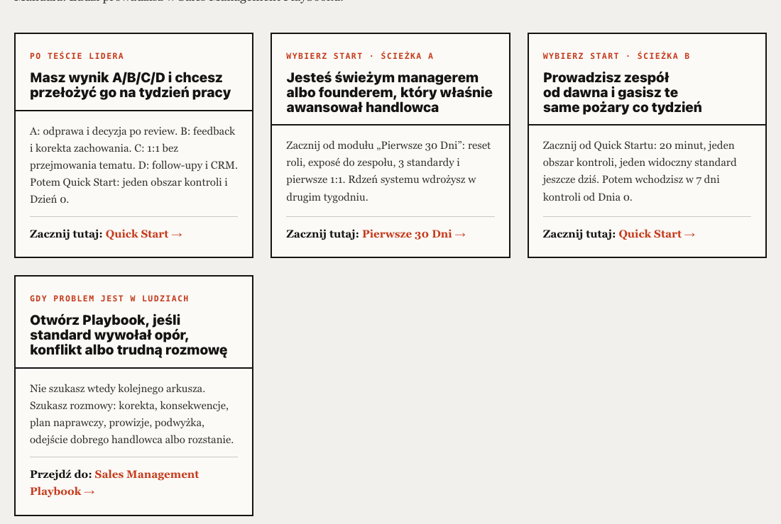 Strona pakietu System Managera po zakupie: wybór ścieżki startu